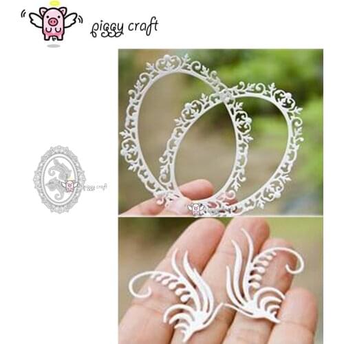 Piggy Craft metal cutting dies cut die mold Flowers vine oval frame Scrapbook paper craft knife mould blade punch stencils dies