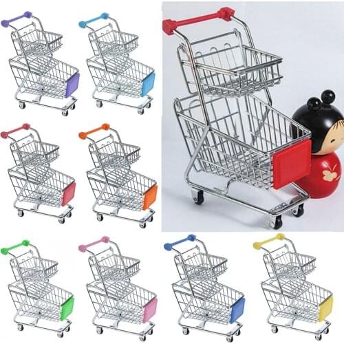 3xMini Double Tier Shopping Cart Trolley Toy Red