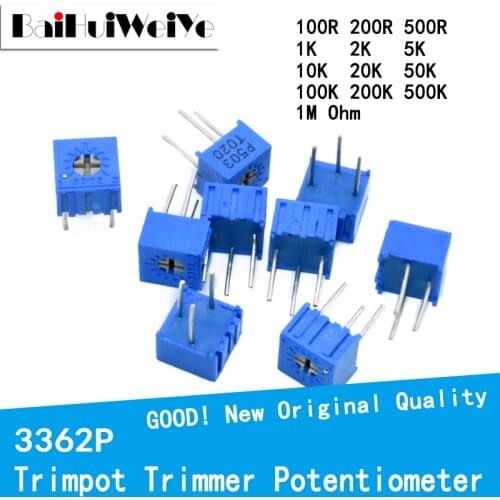 10PCS/LOT 3362P Series Resistance 101 201 501 102 202 502 103 Trimpo Trimmer Potentiometer 3362 500R 1K 2K 5K 10K 20K 50K 100K
