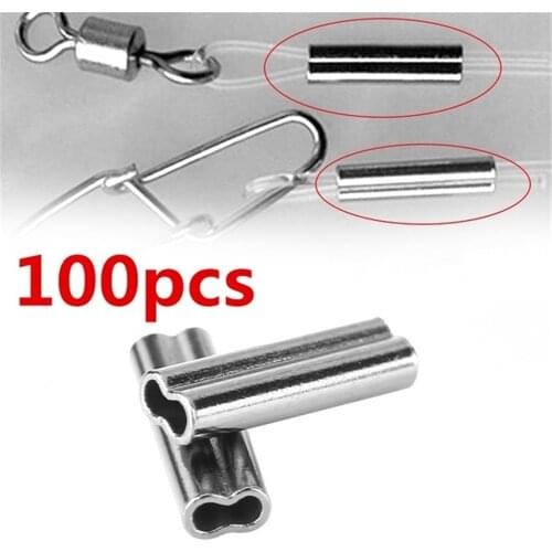 High Quality Fishing Wire Tube 100 Pcs Double Oval Copper Tube Fishing Line Connector Fishing Line Crimping Sleeves Tube