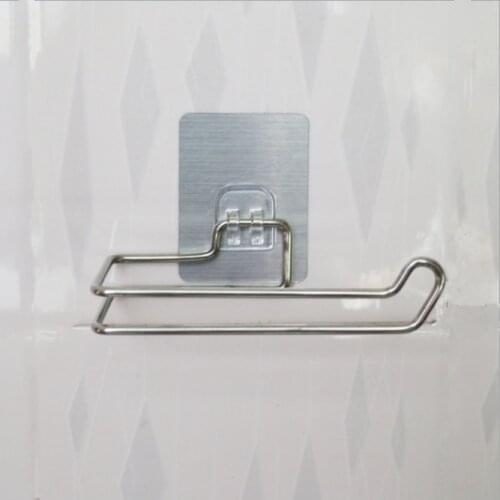 Toilet Kitchen Roll Paper Holder Stainless Steel Repeatedly Washable Stick Hooks Rack Bathroom Storage Accessories