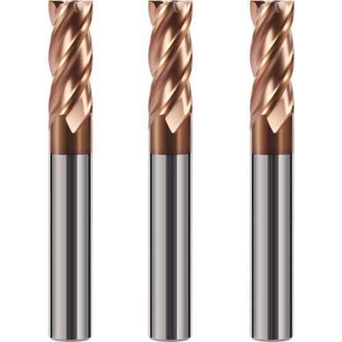 Vsharp HRC55 Tungsten Carbide Steel Milling Cutter 4 Flutes NANO Coated CNC Endmilll for Alloy Stainless Steel Copper Cutting
