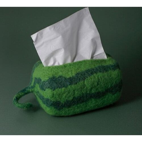 Creative Watermelon Model Tissue Box Handmade Wool Craft Napkin Box Cute