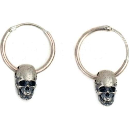 Gothic Series S925 Retro Silver Skull Head Lady Earring Jewelry Hypoallergenic Punk Ladies Temperament Earrings