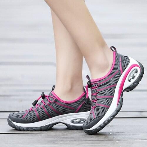 2019 Spring Outdoor Mesh Breathable Sports Womens Shoes New Casual Wear Air Cushion Increased Mesh Shoes Walking Shoes Women