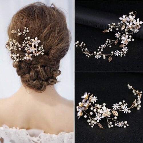 Cute Pearl Flower Headpiece Women Wedding Headdress Headwear
