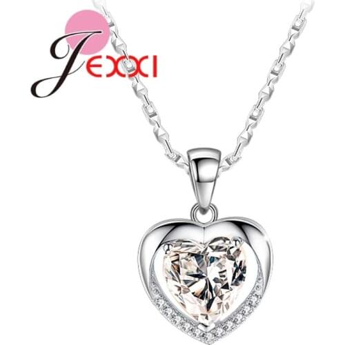 Wholesale 925 Sterling Silver Necklace Fashion New Jewelry Double Colors Zirconia Heart Pendant Necklace For Women Gifts