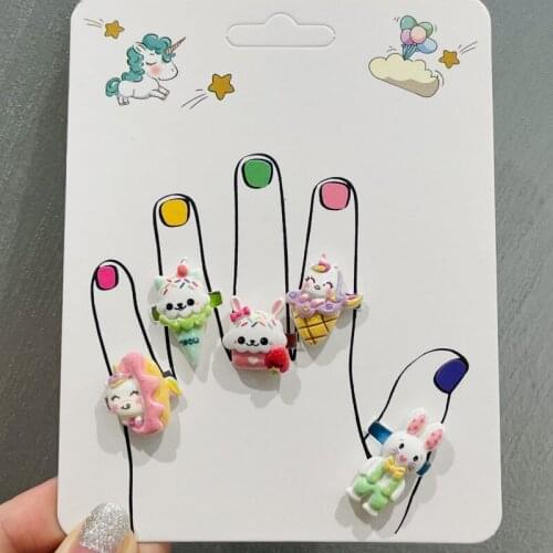 1Pcs Cute Sweet Kids Rings Animals Cat Unicorn Children Ewelry Fashion Multicolor Ring Girls Gifts Princess Decoration Kinds