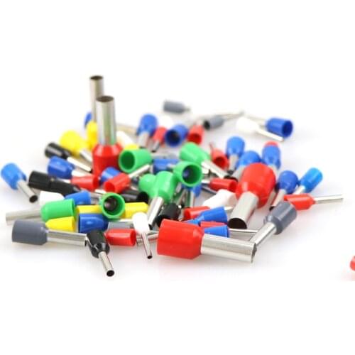 100Pcs Cable Wire Connector Electrical Tube Crimping Insulated Terminals E7508 E1008 E1508 E2508 E4009 E6012 E6018 E10-12