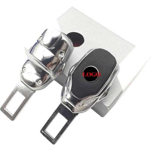 1 Piece Universal Vehicle Seat Belt Extender Customized Free Car Logo Safety Buckle Extension Clip with Leather and Zinc Alloy