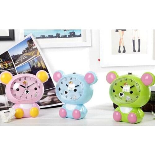 2 pieces Rilakkuma bear cartoon easily big face type double zero mute desk alarm clock high quality plastic material 6 colors