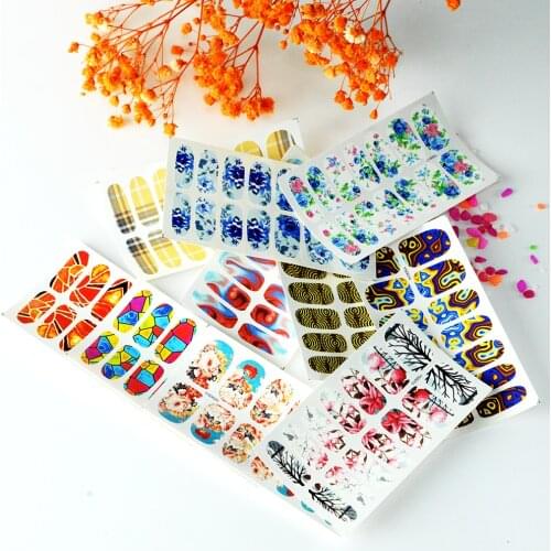 3D Nail Sticker Autumn Water Decals Stickers Slider Nail Art Decoration Geometry Stickers For Nail Nail Patches Sticker Set