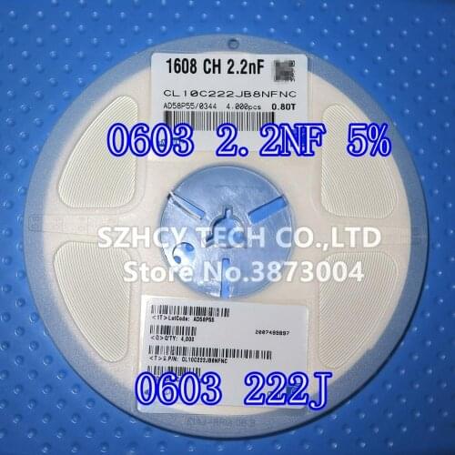 4000Pcs 0603 2.2NF 5% 50V 0603 222J CL10C222JB8NFNC New and origianl