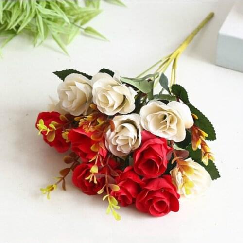 6 Colors 1 Bouquet Artificial New Europe Rose Fake Flowers For DIY Wedding Party Christmas Garden Festival Home Decro