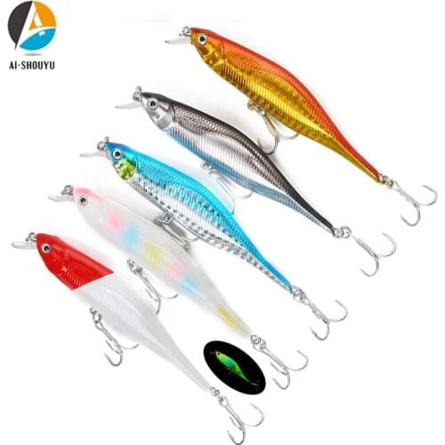 AI-SHOUYU New Colorful 1PCS Minnow Fishing Lures 10.5cm/12g Wobblers Hard Bait Plastic Fishing Lures Bass Fresh Water Baits