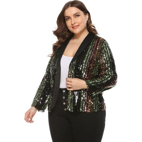Sequin Blazer Women Ladies Blazer with Sequin Big Larger Size Oversized Plus Size 4xl 5xl Glitter Blazer Feminino Sexy Clubwear