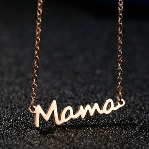 Family Love Mothers Day Gift For Mother MOM Letters Pendant Necklace Chain Mommy Birthday Gifts Present Gold Rose Gold