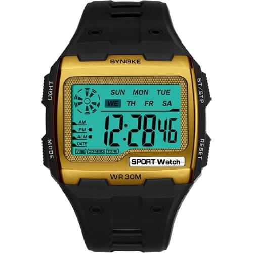 SYNOKE Square Digital Watches Men LED Waterproof Anti-Shock Mens Sports Watch Casual Large Dial Electronic Clock Relojes Hombre