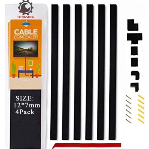 20x10mm Black One-Cord Channel Cable Concealer Mini Wire Cover Cable Cable Raceway Kit for Hiding a Single Ethernet Cable Wires