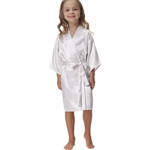 Kids Robe Satin Children Summer Kimono Bath Robes Bridesmaid Girl Dress Silk Child Bathrobe Nightgown Solid Robes