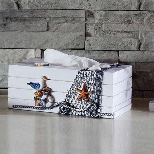 Mediterranean sea style home creative home wooden Tissue box decorative napkin box hand made luxury new home and weding decor