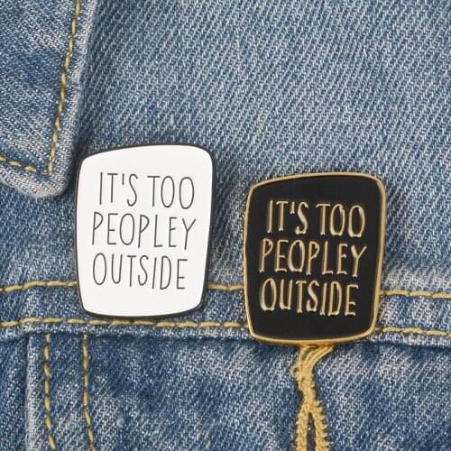 Alloy Enamel Brooches Autistic Introverted Character drip Oil Badge Denim Coat Shirt Lapel Black Colour And White Colour Pins