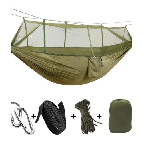 Camping Hammock with Mosquito Net Outdoor Tool 1-2 Person Portable Hanging Bed Strength Parachute Fabric Sleep Swing