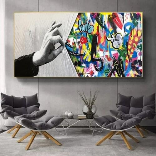 Graffiti Pull Back Gesture Canvas Painting Abstract Street Posters and Prints Wall Art Pictures For Living Room Decor Unframed
