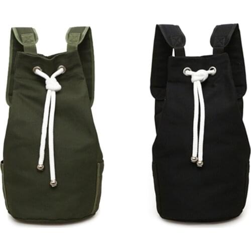 14 Inches Adults Canvas Backpack Solid Color Cycling Bag Shoulders Bag Handbag For Women Men Black/Army Green
