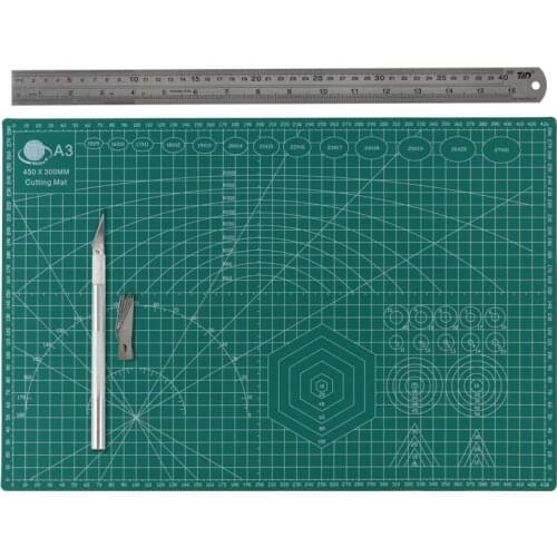 A3/A4 Cutting Mat 30cmX22cm PVC Double-sided Cutting Board Leave No Trace Cutting Underlay + Graver +5/PCS Blade+20CM Steel Rule