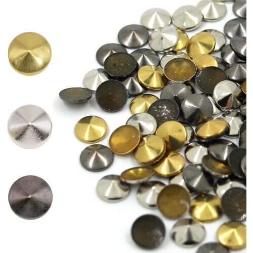 100Pcs 8MM Copper Studs Hot Fix Rhinestones Round Metal Rivets Gold/Sliver/Gold Hotfix Studs Iron On Clothes Punk Accessories