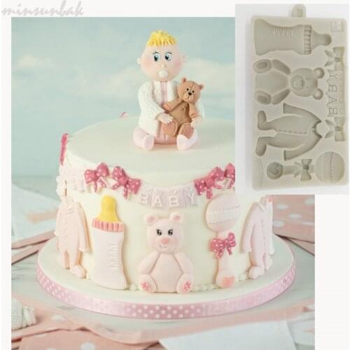 Minsunbak Cake Tools Cute Baby Bottle Cub Silicone Mold Chocolate Fondant Tool Sugarcraft Mould