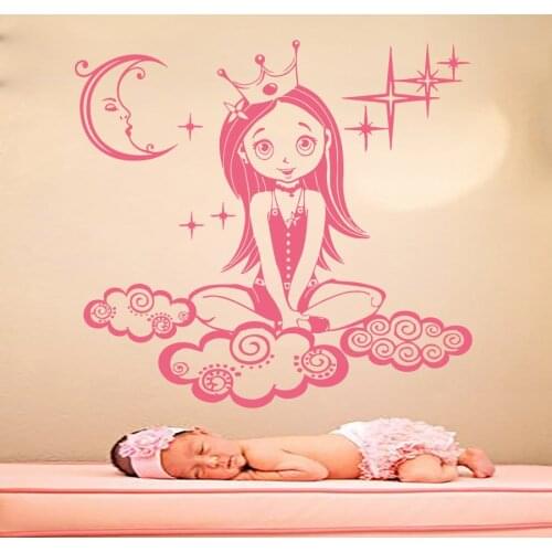 Wall Decal Princess Cloud Wall Stickers For Kids Room Removable Wall Art Poster Home Decals Vinyl Sticker Decor Decoration S-218