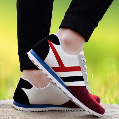 New mens sports casual shoes breathable wear-resistant outdoor fitness fashion lace-up low-cut color matching running shoes