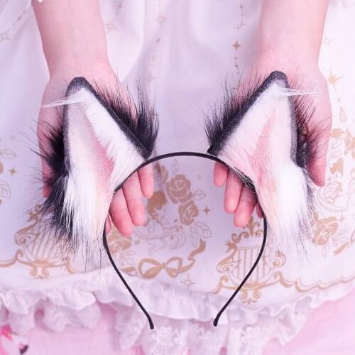 New Hand Work Cosplay Wolves Hair Hoop Hairpin Simulation Lolita Headwear Lovely Kc Animal fold Ears headband