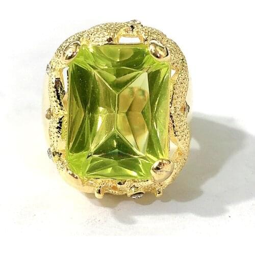 Charm Female Olive Green Crystal Stone Ring Vintage Gold Color Thin Wedding Rings For Women Luxury Round Zircon Engagement Ring
