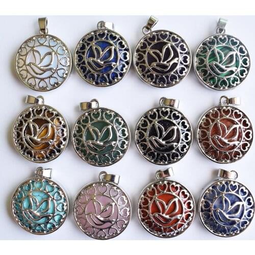 Wholesale 12pcs/lot fashion natural stone alloy animal peace pigeon pendant, used for jewelry accessories marking free shipping