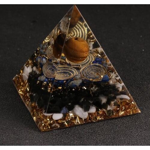 Orgone Pyramid Natural Tiger Eye Bead Lapis Lazuli Chips Gravel Orgonite Soul Energy Balance Meditation Divination Pyramids