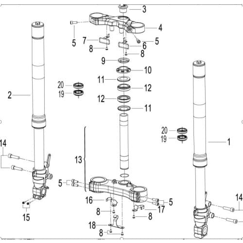 Front shock absorber stem tripple tree cable holder of Benelli 302G TNT 302R 300GS