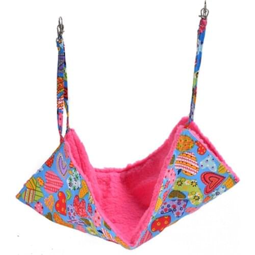 Plush Warm Hanging Cat Bed Mat Print Soft Pet Hammock Dual-sided Using Cat Nest Hammock Hamster Cage Bed Cover Cushion Cama Gato