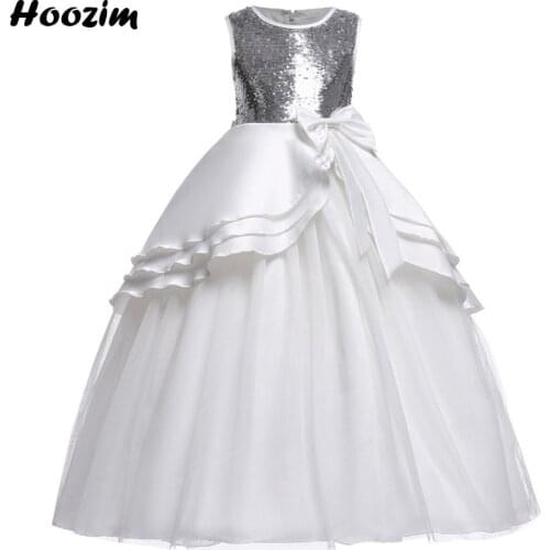 Luxury Shiny Sequin Tulle Ruffle Prom And Evening Dress Girls 3 To 11 Years Princess Festive And Wedding Party Dresses Children