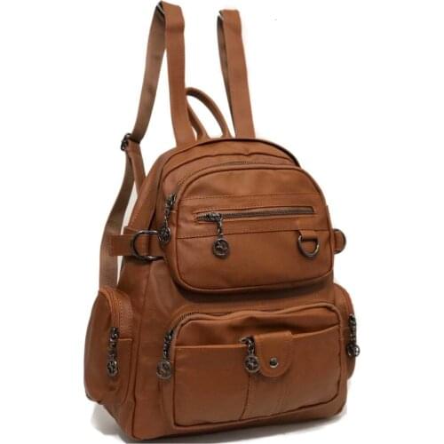 Multi-Cavity Women Backpack Domestic Production Size 40cm X 30cm Tan