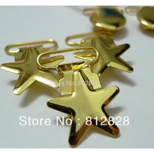 25pcs 1'' 25mm Gold Colored Star Shaped Pacifier Clips Rack Plating Free Shipping