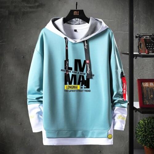 Cool Patchwork Sweatshirt Men Hip Hop Hoodies Long Sleeve Pullover Male Contrast Color Streetwear Hoodies Men Brand Tops