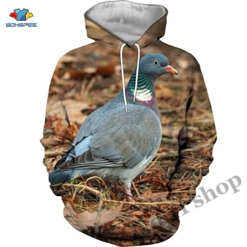 Winter Pigeon Hoodie Men Streetwear 3D Bird Hoodies Anime 3d Print Sweatshirt Hooded Animal Parrot Women Clothing Sweatshirts