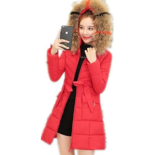 Winter Fashion Women Jackets 2019 New Arrival Down Cotton Jacket Medium-Long Parkas Hooded Fur Collar Winter Coats Women TopQ811