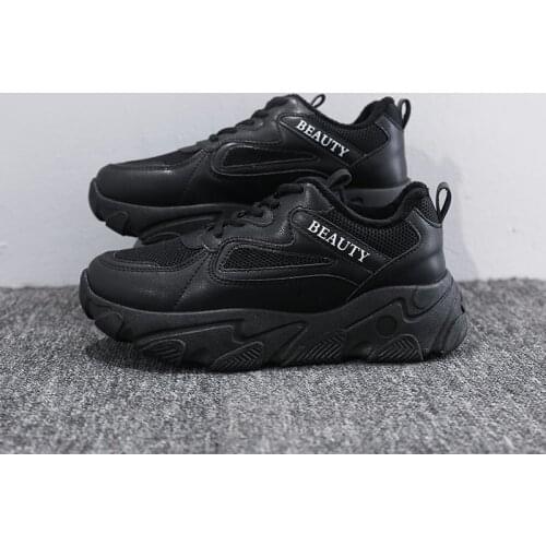 New Black Dad Chunky Sneakers Casual Vulcanized Shoes Woman High Platform soft bottom Sneakers Lace Up White Sneakers Women 2020