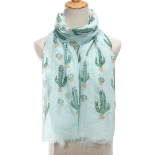 New Shawl Women Cactus Cartoon Romantic Summer Autumn Scarf Four Seasons Elegant 70*180Cm Fashion Trend Turban Wrap Tippet Robe