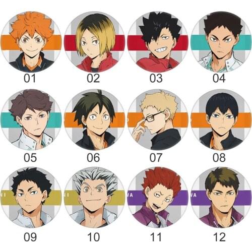 Volleybal badge 58 mm Haikyu Nekoma High School Volleyball Kozume Kenma Kiyoko brooch