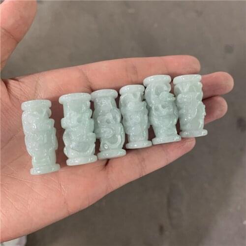 1PC Natural jade Emerald Tri-coloured Dragon pillar Pendant Accessories DIY Bangle Charm Jewellery Fashion Hand-Carved Amulet